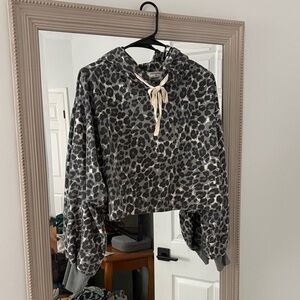 Zenana Outfitters Charcoal Leopard Hoodie